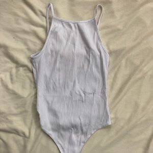 WILFRED WHITE RIBBED NEVER WORN THONG BODYSUIT
